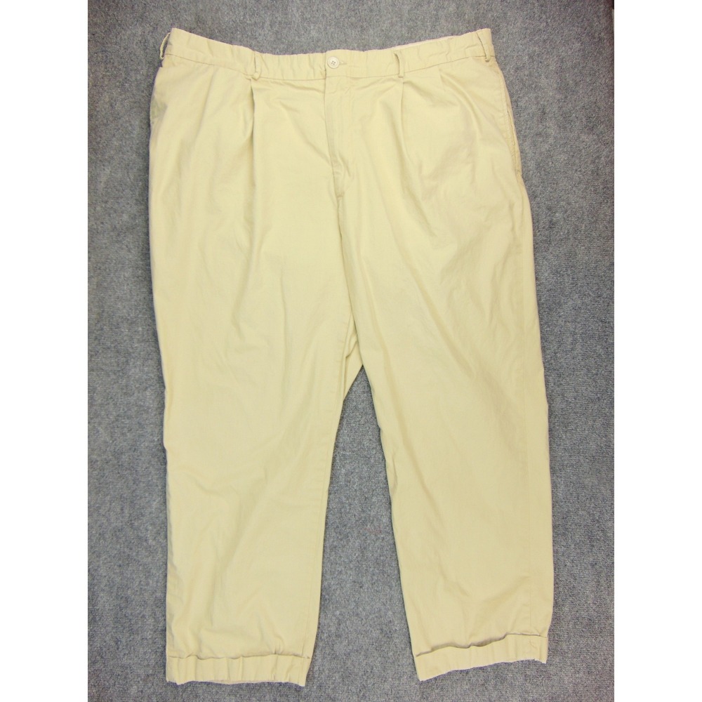 Bills Khakis Pleated Pants Mens 42x27 Tan Solid Made in USA Preppy Heritage